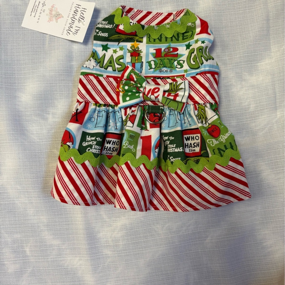 Festive Red and Green Christmas Dress for Small Dogs